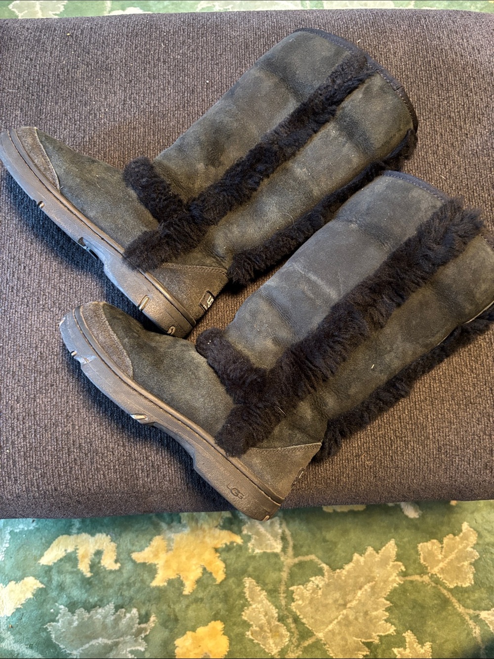 UGG Black Shearling-Trim Tall Women's Winter Boots